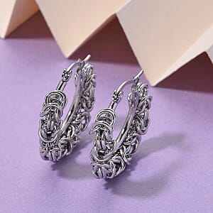 Byzantine Hoop Earrings in Stainless Steel