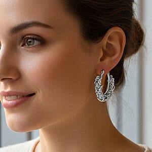 Byzantine Hoop Earrings in Stainless Steel