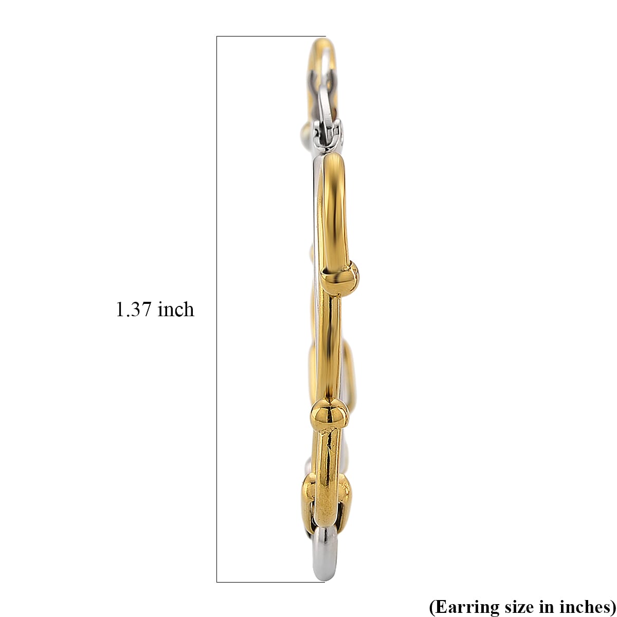 Modern Wave Link Hoop Earrings in ION Plated YG and Stainless Steel image number 4