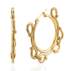 Modern Wave Link Hoop Earrings in ION Plated YG Stainless Steel