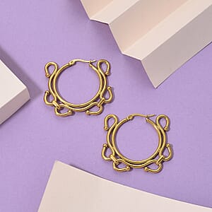 Modern Wave Link Hoop Earrings in ION Plated YG Stainless Steel