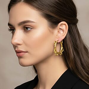 Modern Wave Link Hoop Earrings in ION Plated YG Stainless Steel