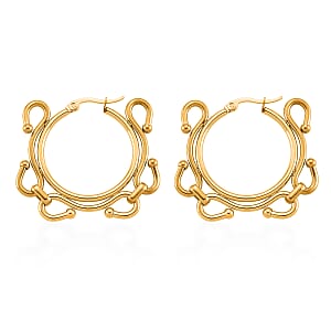Modern Wave Link Hoop Earrings in ION Plated YG Stainless Steel