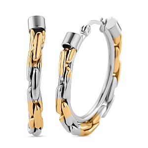 Hammer Circular Hoop Earrings in ION Plated YG Stainless Steel