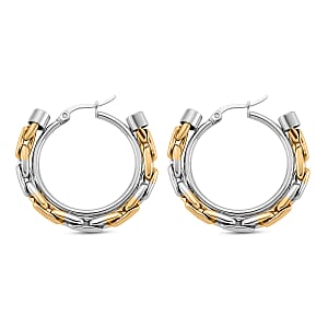 Hammered Hoop Earrings in ION Plated YG Stainless Steel