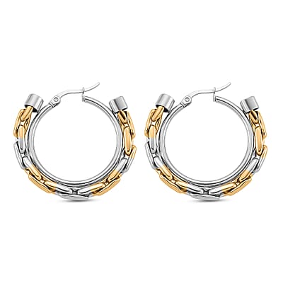 Hammered Hoop Earrings in ION Plated YG Stainless Steel