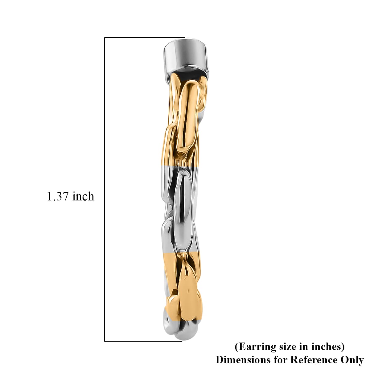 Hammer Circular Hoop Earrings in ION Plated YG Stainless Steel image number 4