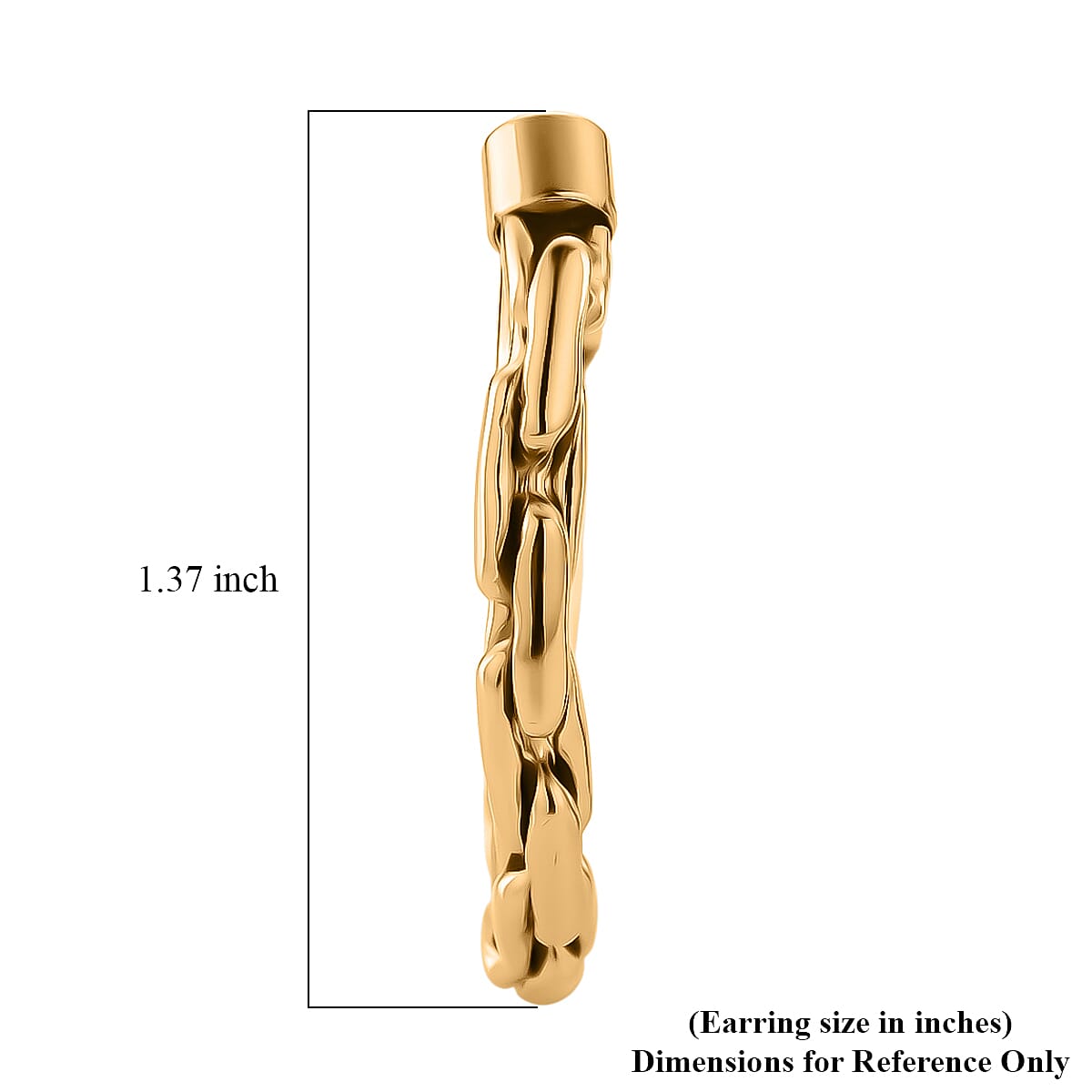 Hammer Circular Hoop Earrings in ION Plated YG Stainless Steel image number 4