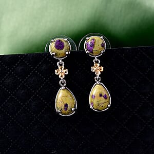 EverTrue Tasmanian Stichtite 7.00 ctw Dangling Earrings in 18K YG Plated and Platinum Bond