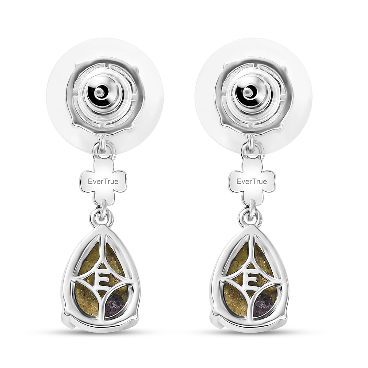 EverTrue Tasmanian Stichtite 7.00 ctw Earth Blossom Drop Earrings in 18K YG Plated and Platinum Bond