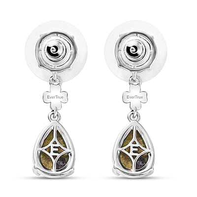 EverTrue Tasmanian Stichtite 7.00 ctw Earth Blossom Drop Earrings in 18K YG Plated and Platinum Bond