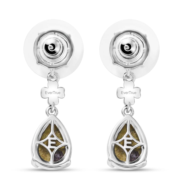 EverTrue Tasmanian Stichtite 7.00 ctw Earth Blossom Drop Earrings in 18K YG Plated and Platinum Bond