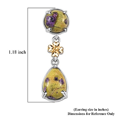 EverTrue Tasmanian Stichtite 7.00 ctw Earth Blossom Drop Earrings in 18K YG Plated and Platinum Bond