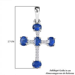 D'Joy Kyanite and Moissanite 1.22 ctw Pendant in Rhodium Over Sterling Silver