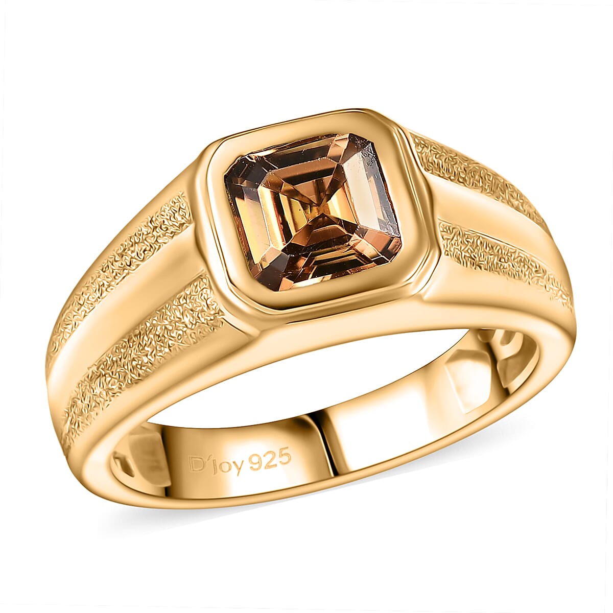 D'Joy Golden Turkizite 2.00 ctw Men's Ring in 18K Vermeil Yellow Gold Over Sterling Silver (Size 10.0) image number 0