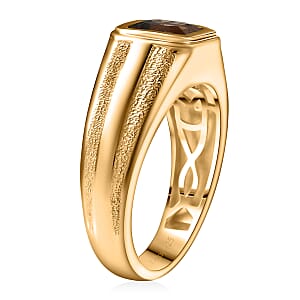 D'Joy Golden Turkizite 2.00 ctw Men's Ring in 18K Vermeil Yellow Gold Over Sterling Silver (Size 10.0)