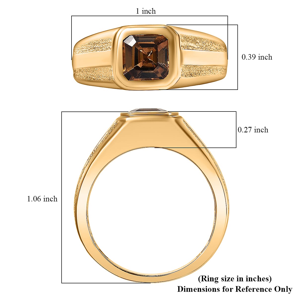 D'Joy Golden Turkizite 2.00 ctw Men's Ring in 18K Vermeil Yellow Gold Over Sterling Silver (Size 10.0) image number 5