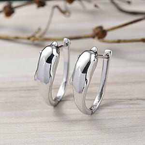 D'Joy Dolphin Earrings in Rhodium Over Sterling Silver 5.25 Grams