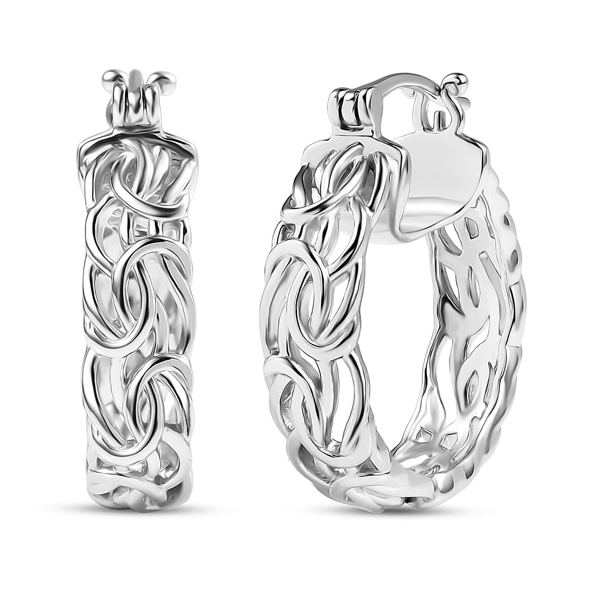 Doorbuster D'Joy Byzantine Twisted Hoop Earrings in Rhodium Over Sterling Silver 7.85 Grams  image number 0