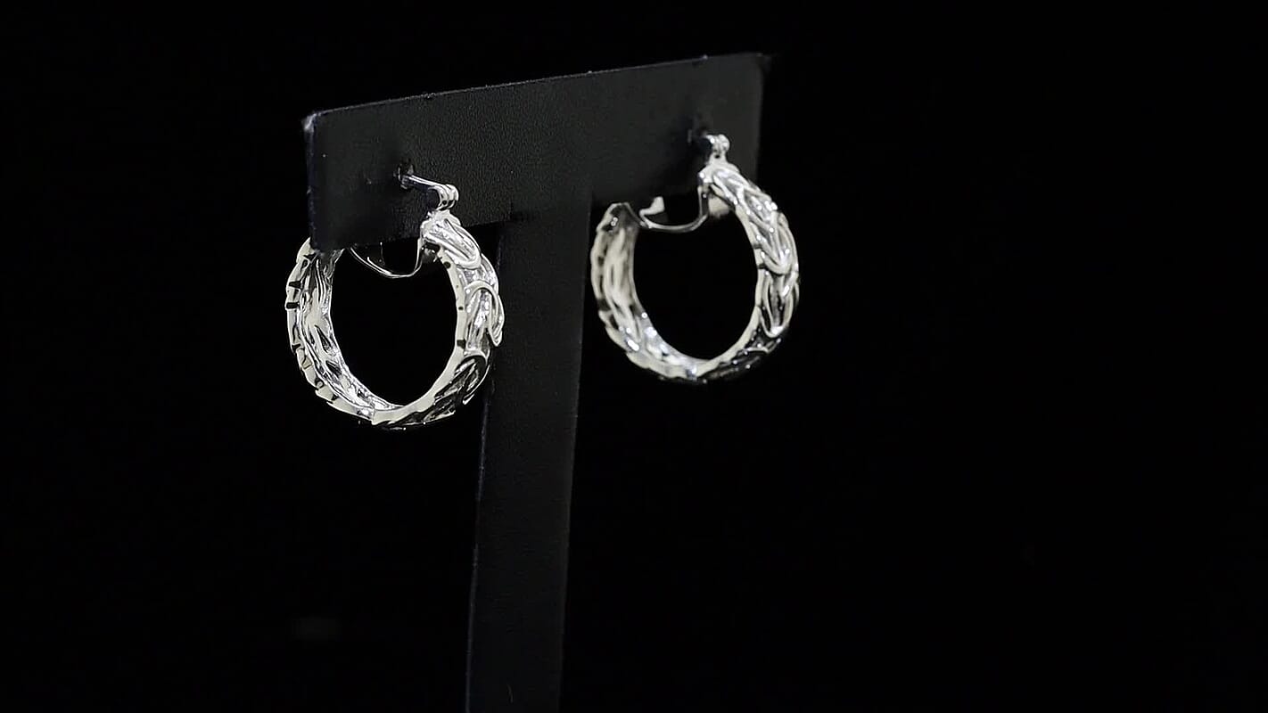 D'Joy Byzantine Twisted Hoop Earrings in Rhodium Over Sterling Silver 7.85 Grams