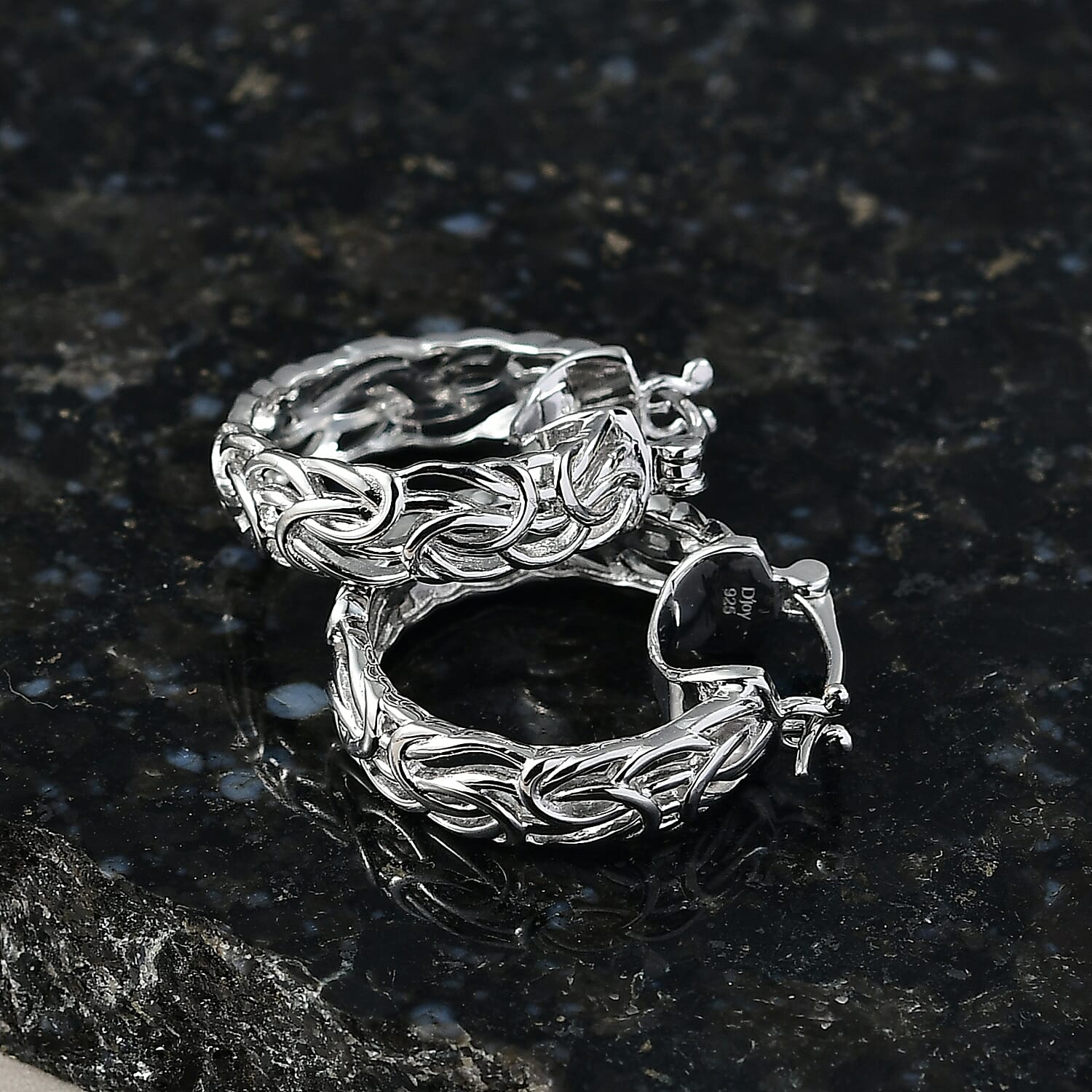 D'Joy Byzantine Twisted Hoop Earrings in Rhodium Over Sterling Silver 7.85 Grams