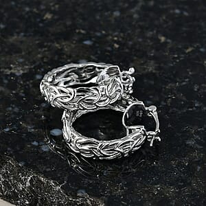 Doorbuster D'Joy Byzantine Twisted Hoop Earrings in Rhodium Over Sterling Silver 7.85 Grams 