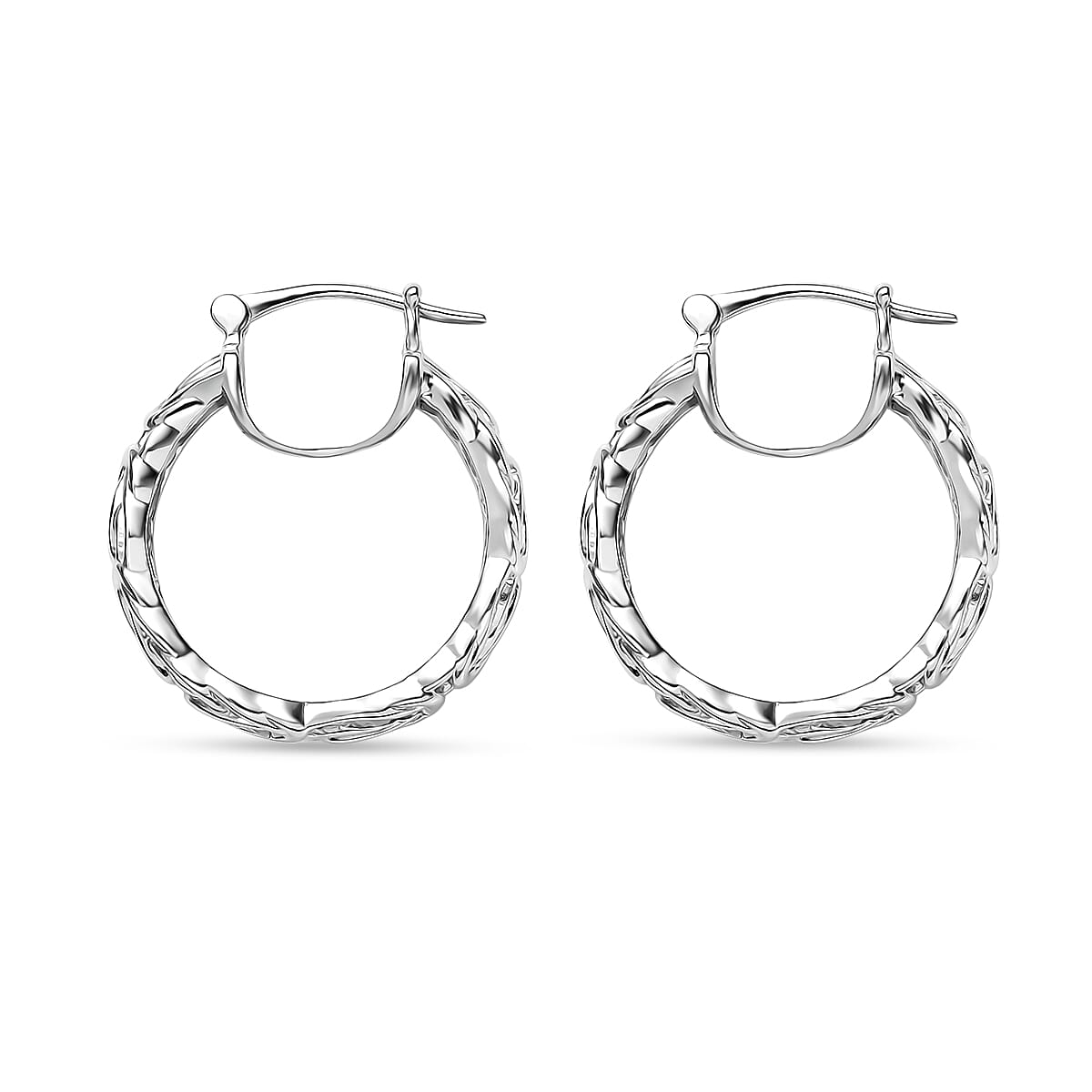 Doorbuster D'Joy Byzantine Twisted Hoop Earrings in Rhodium Over Sterling Silver 7.85 Grams  image number 3