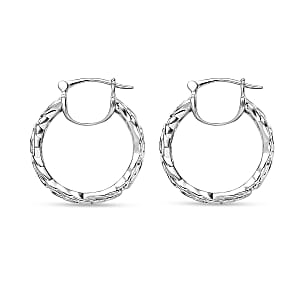 Doorbuster D'Joy Byzantine Twisted Hoop Earrings in Rhodium Over Sterling Silver 7.85 Grams 