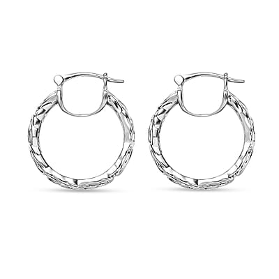 D'Joy Byzantine Twisted Hoop Earrings in Rhodium Over Sterling Silver 7.85 Grams