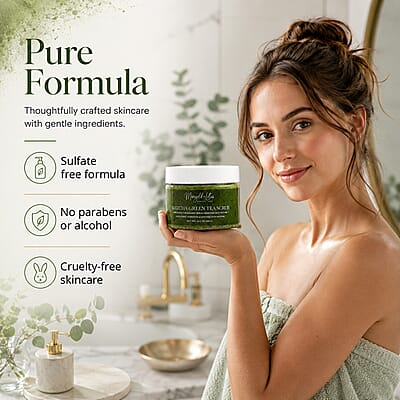 Marigold and Lotus Matcha Green Tea Scrub - Moisturizing and Exfoliating Body, Face, Hand, Foot Scrub 10.5 oz/ 300g