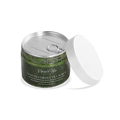 Marigold and Lotus Matcha Green Tea Scrub - Moisturizing and Exfoliating Body, Face, Hand, Foot Scrub 10.5 oz/ 300g