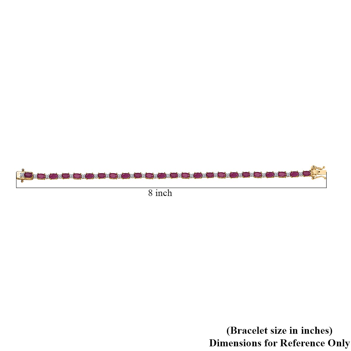 AAA Royal Ruby and Luxuriant Lab Grown Diamond G-H SI 9.75 ctw Bracelet in 18K Vermeil Yellow Gold Over Sterling Silver (7.25 In) image number 3