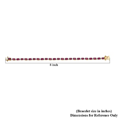AAA Royal Ruby and Luxuriant Lab Grown Diamond G-H SI 9.75 ctw Bracelet in 18K Vermeil Yellow Gold Over Sterling Silver (7.25 In)