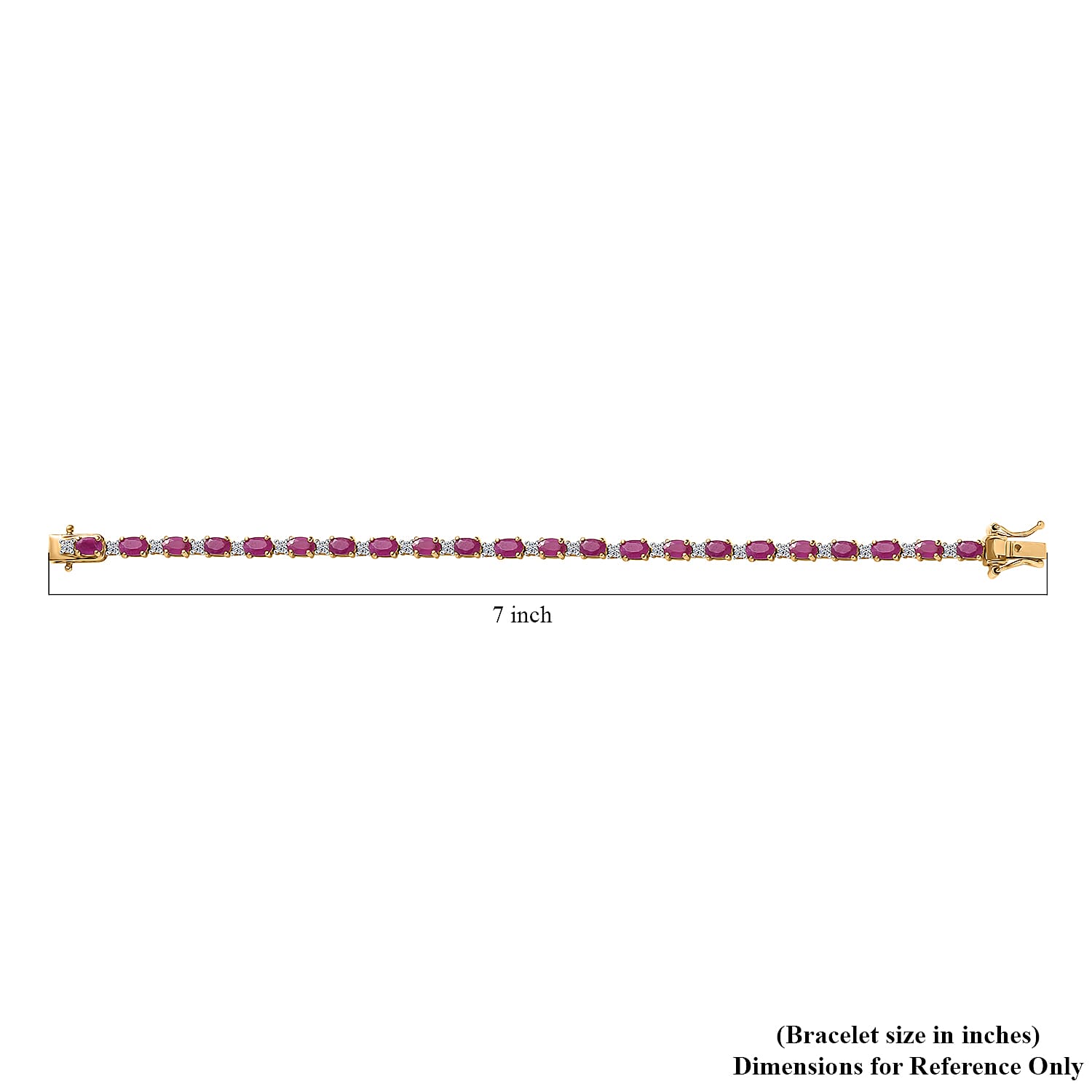 AAA Royal Ruby and Luxuriant Lab Grown Diamond 8.60 ctw Bracelet in 18K Vermeil Yellow Gold Over Sterling Silver (6.50 In)