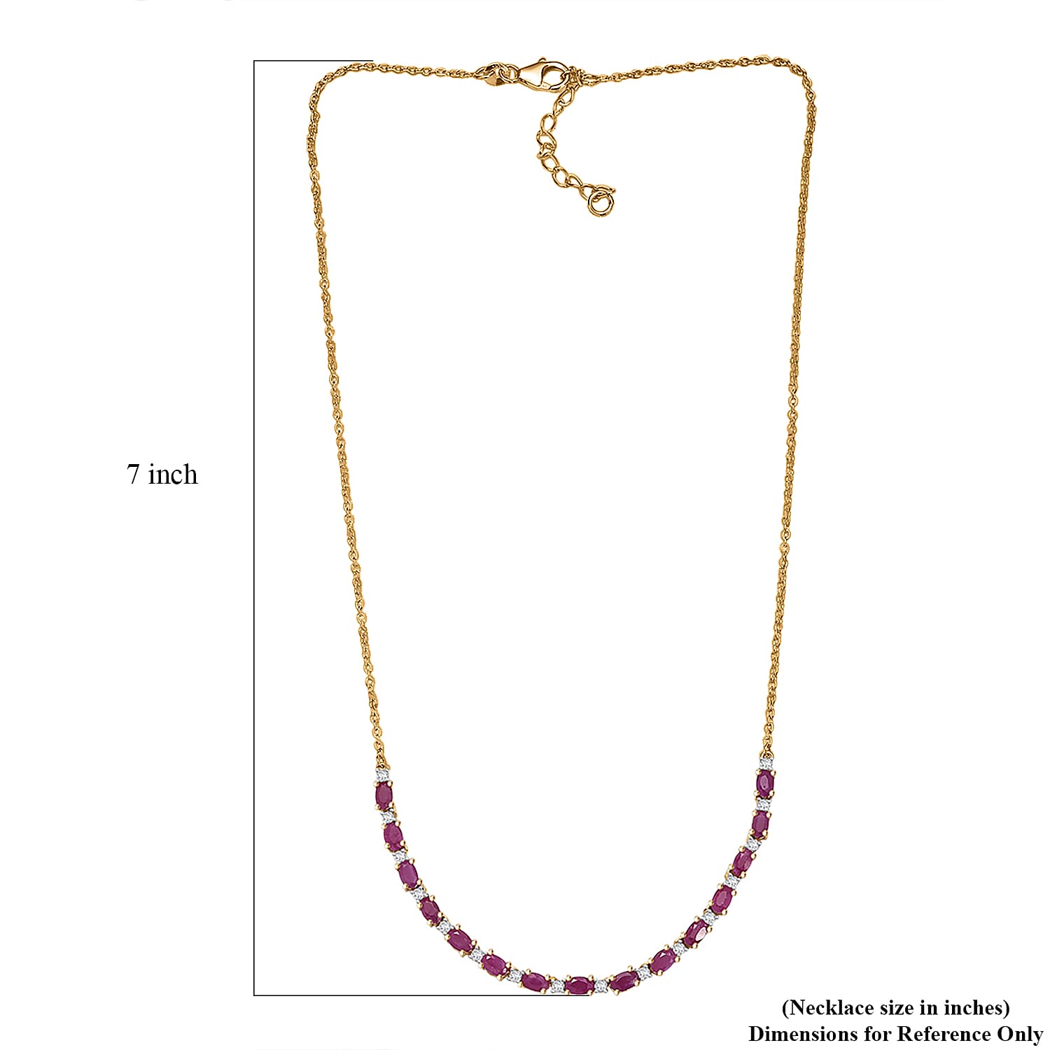 AAA Royal Ruby and Luxuriant Lab Grown Diamond G-H SI 6.10 ctw Necklace in 18K Vermeil Yellow Gold Over Sterling Silver 18 Inches