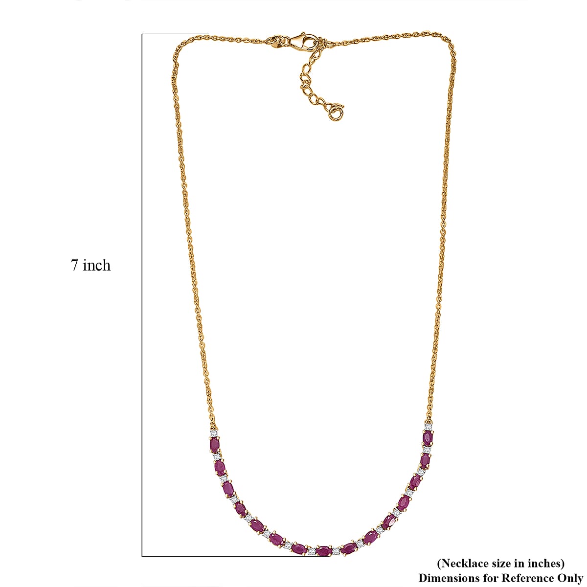 AAA Royal Ruby and Luxuriant Lab Grown Diamond G-H SI 6.10 ctw Necklace in 18K Vermeil Yellow Gold Over Sterling Silver 18 Inches image number 5