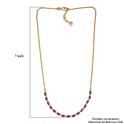 AAA Royal Ruby and Luxuriant Lab Grown Diamond G-H SI 6.10 ctw Necklace in 18K Vermeil Yellow Gold Over Sterling Silver 18 Inches
