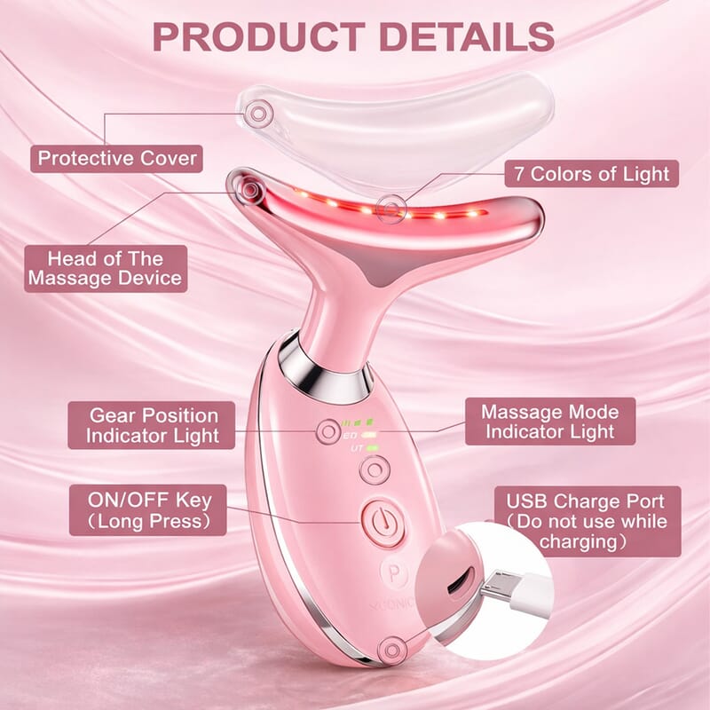 Pursonic 7-in-1 LED Light Therapy Beauty Device for Neck & Face