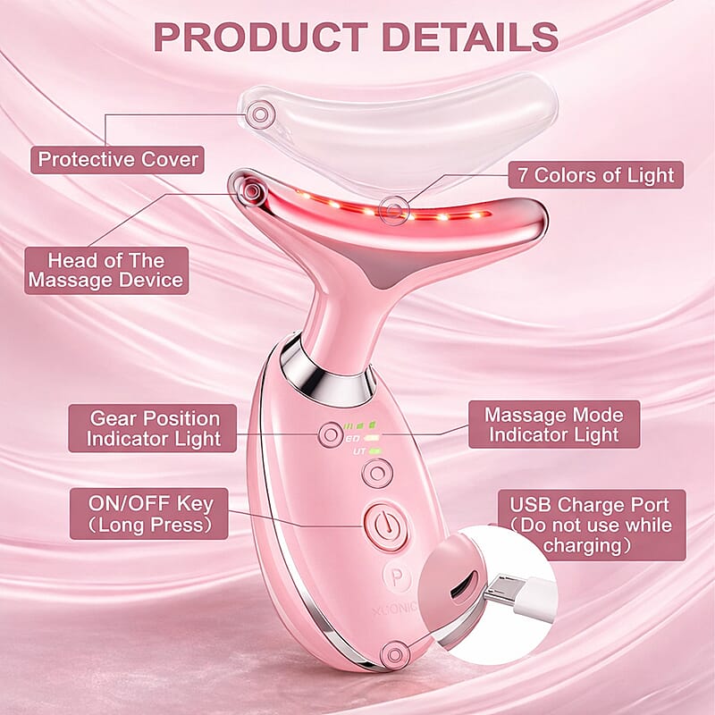 Pursonic 7-in-1 LED Light Therapy Beauty Device for Neck & Face