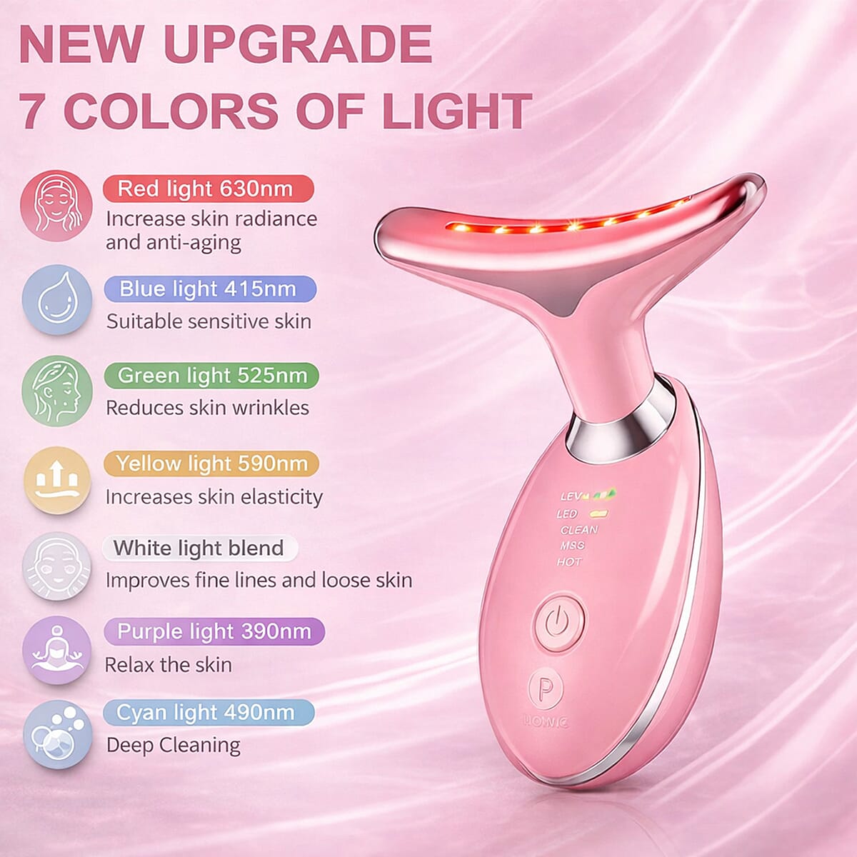 Pursonic 7-in-1 LED Light Therapy Beauty Device for Neck & Face image number 4