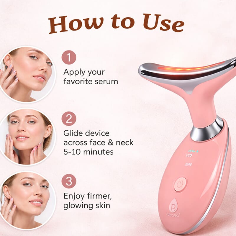 Pursonic 7-in-1 LED Light Therapy Beauty Device for Neck & Face
