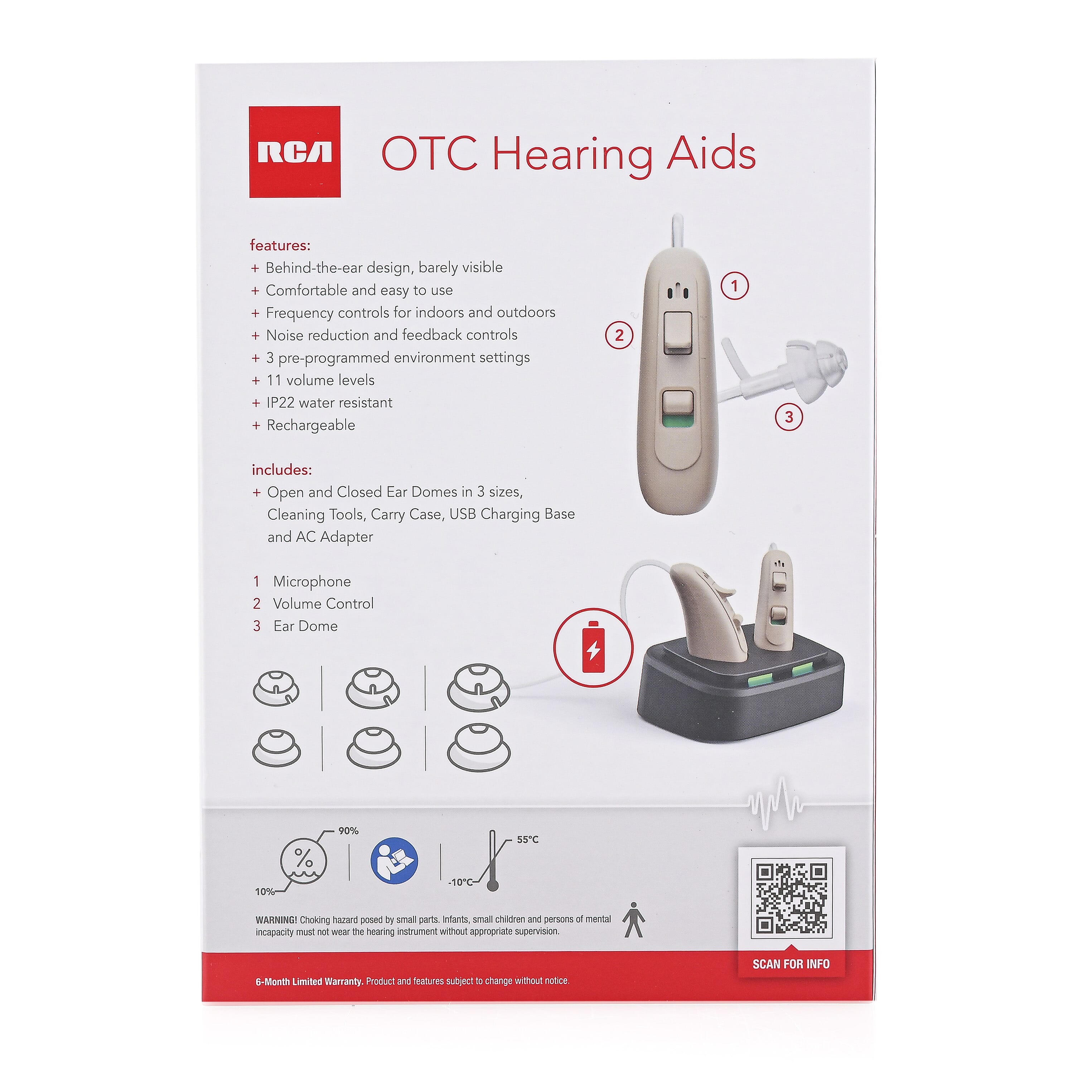 Closeout RCA Behind the Ear Hearing Aid with Rechargeable Stand