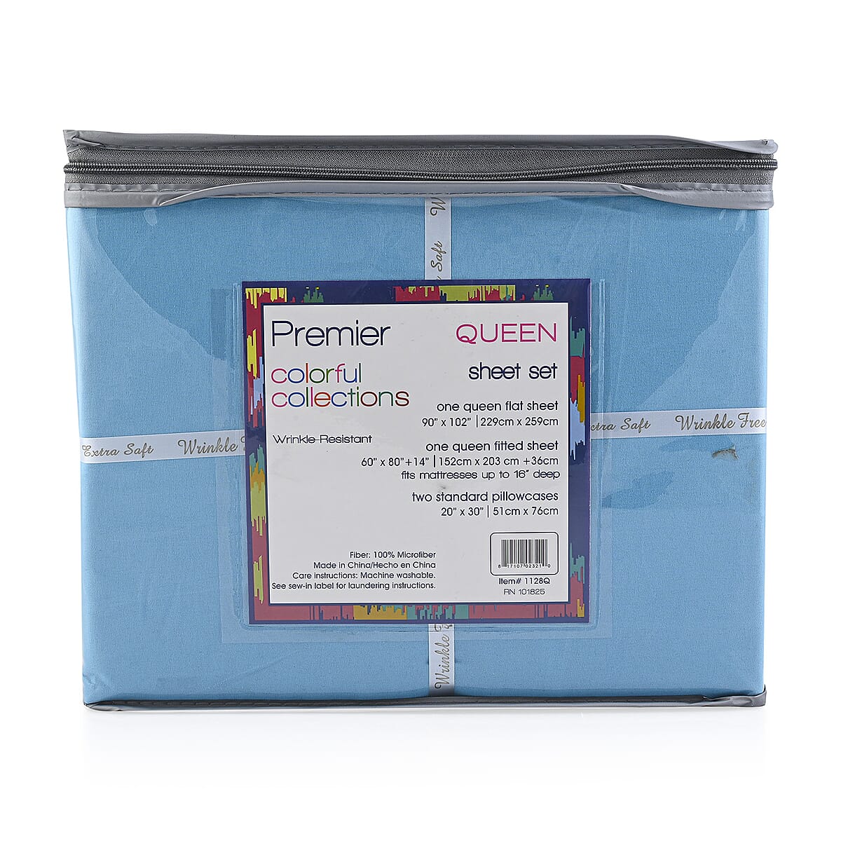 Premier Colorful Collections 4pc Blue Microfiber Sheet Set -Full image number 1