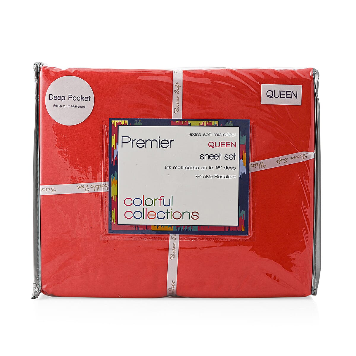 Premier Colorful Collections 4pc Red Microfiber Sheet Set -Full image number 0