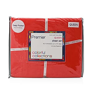Premier Colorful Collections 4pc Red Microfiber Sheet Set -Full