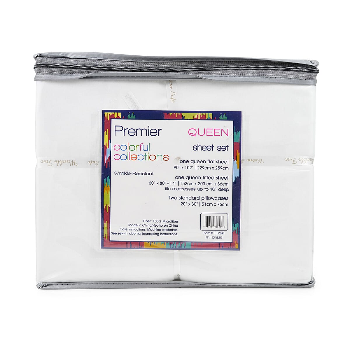 Premier Colorful Collections 4pc White Microfiber Sheet Set -Queen image number 1