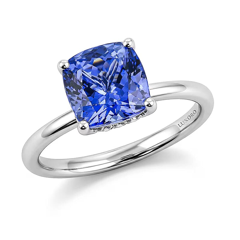 Certified & Appraised Luxoro AAA Tanzanite and G-H I2 Diamond 2.70 ctw Ring in 14K White Gold (Size 10.0)