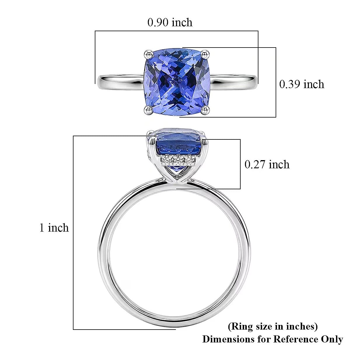 Certified & Appraised Luxoro AAA Tanzanite and G-H I2 Diamond 2.70 ctw Ring in 14K White Gold (Size 10.5) image number 5