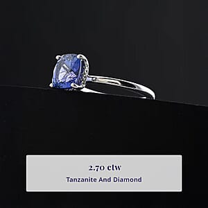 Certified & Appraised Luxoro AAA Tanzanite and G-H I2 Diamond 2.70 ctw Ring in 14K White Gold (Size 11.0)