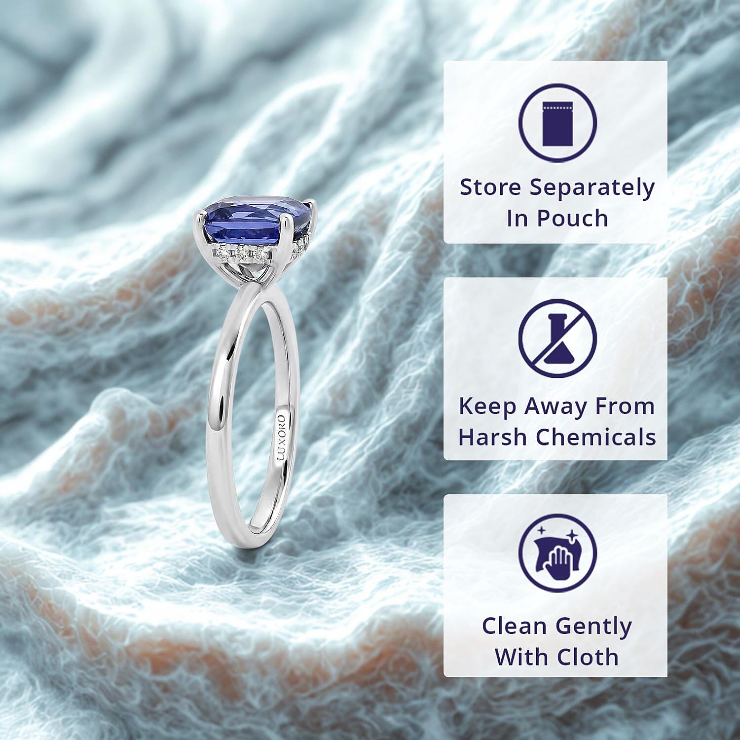 Certified & Appraised Luxoro AAA Tanzanite and G-H I2 Diamond 2.70 ctw Ring in 14K White Gold (Size 5.5)